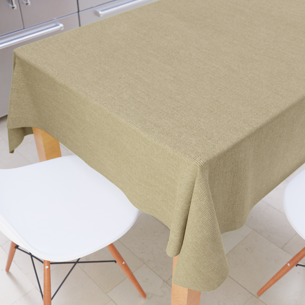 Toalha De Mesa Estampada Lisa Bege 4 Lugares