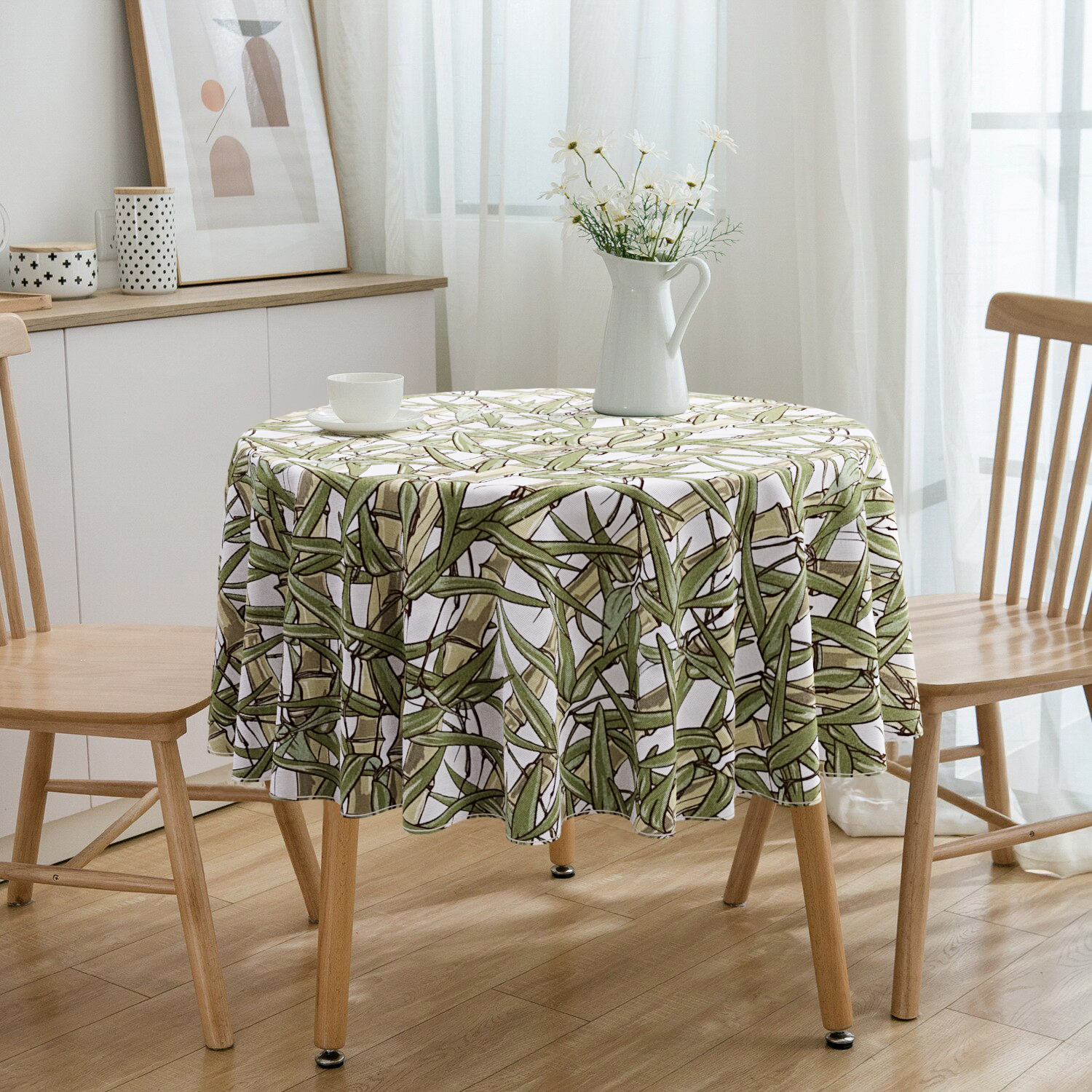 Toalha De Mesa Redonda Bambus 4 Lugares