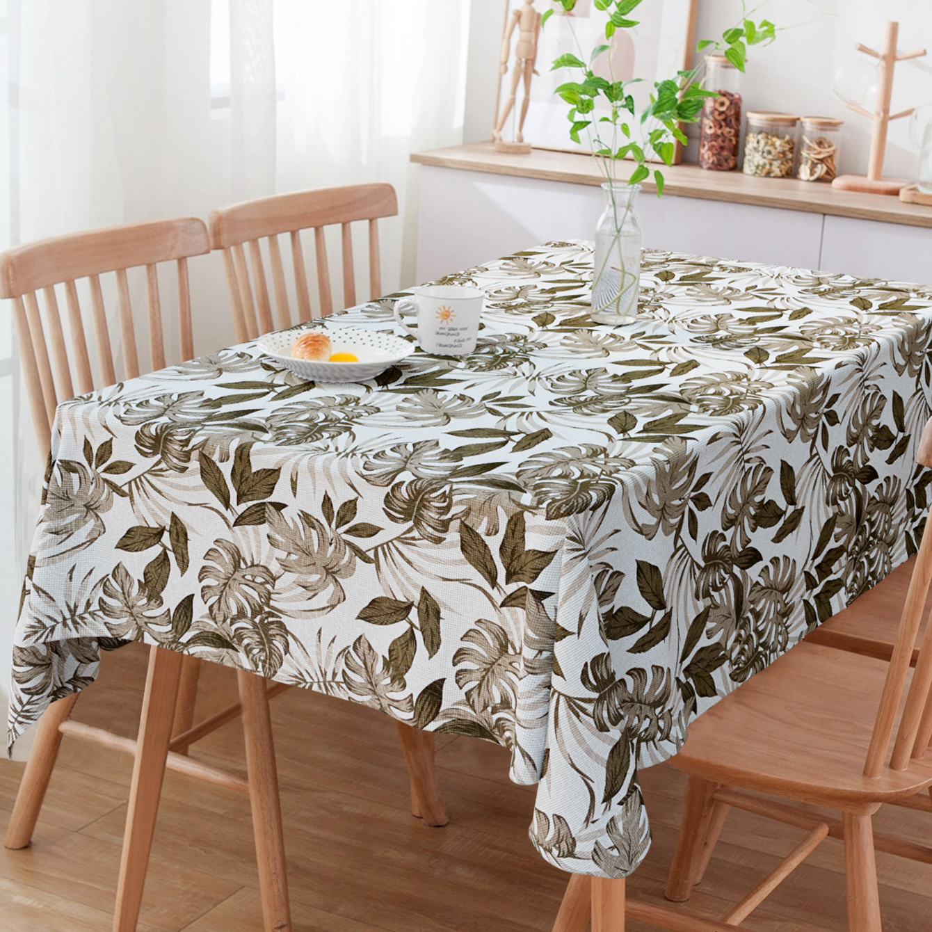 Toalha De Mesa Retangular Costela de Adão Bege 3m x 1.40m