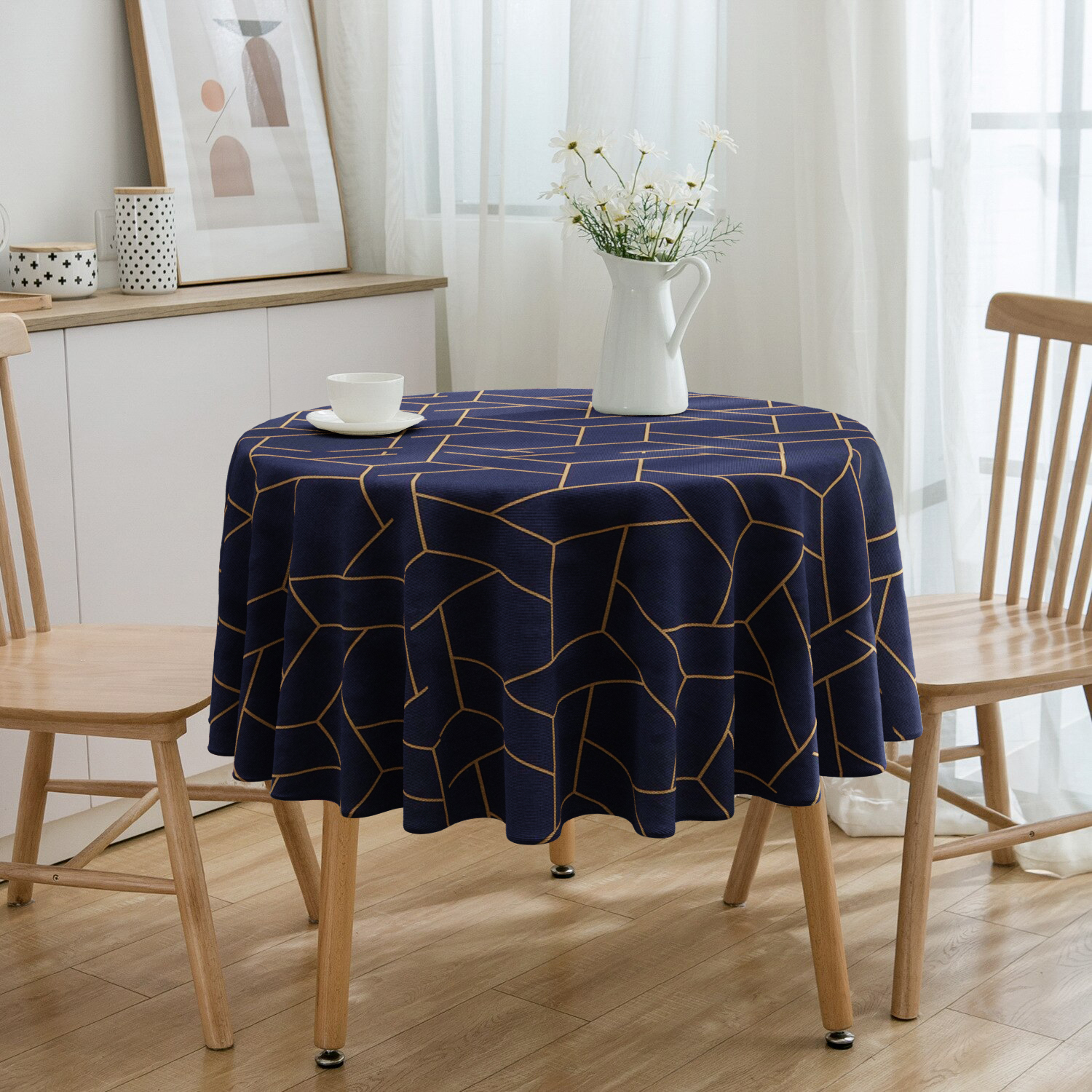 Toalha De Mesa Redonda Impermeável Dorin 4 Lugares