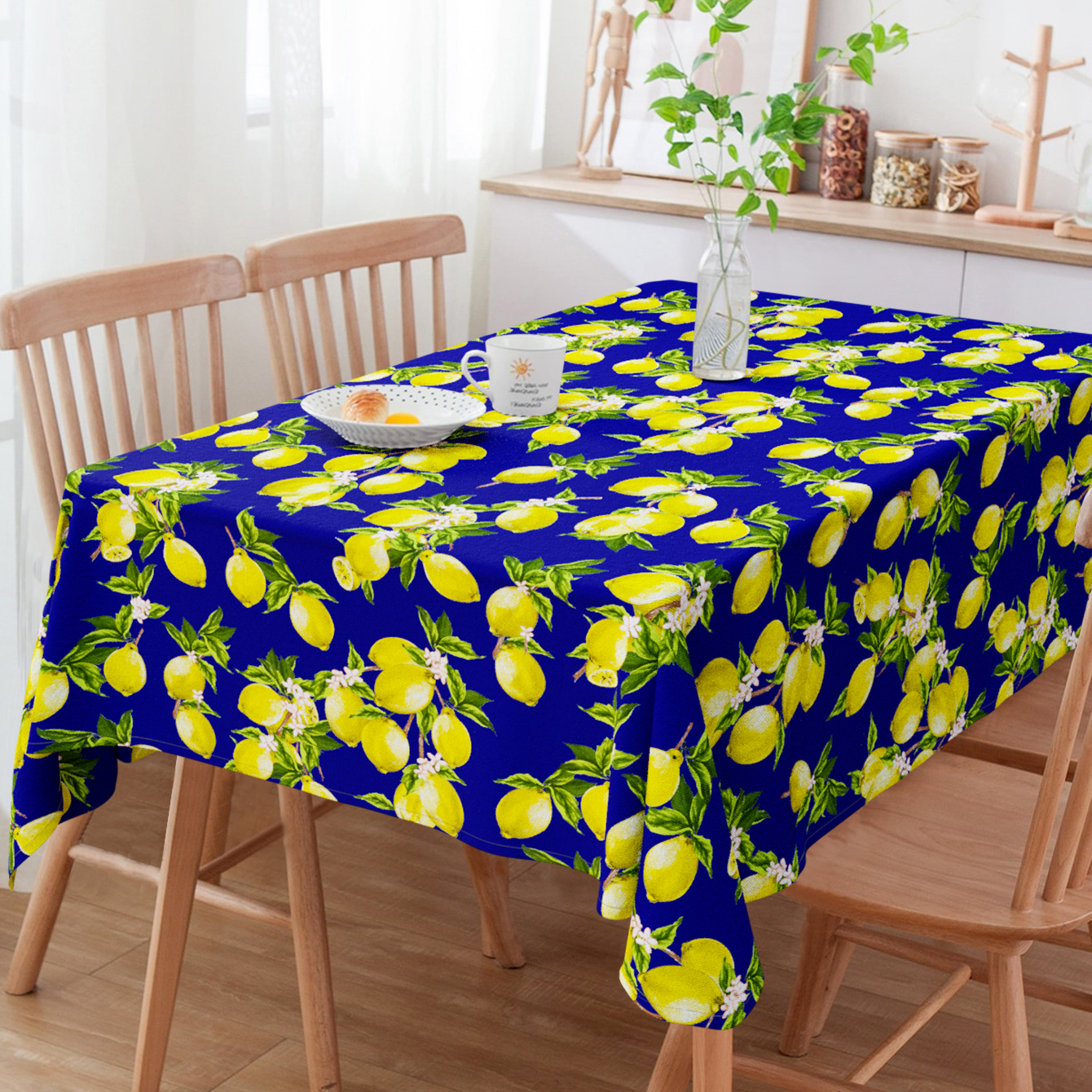 Toalha de Mesa Retangular  Limão Azul 3m x 1.40m