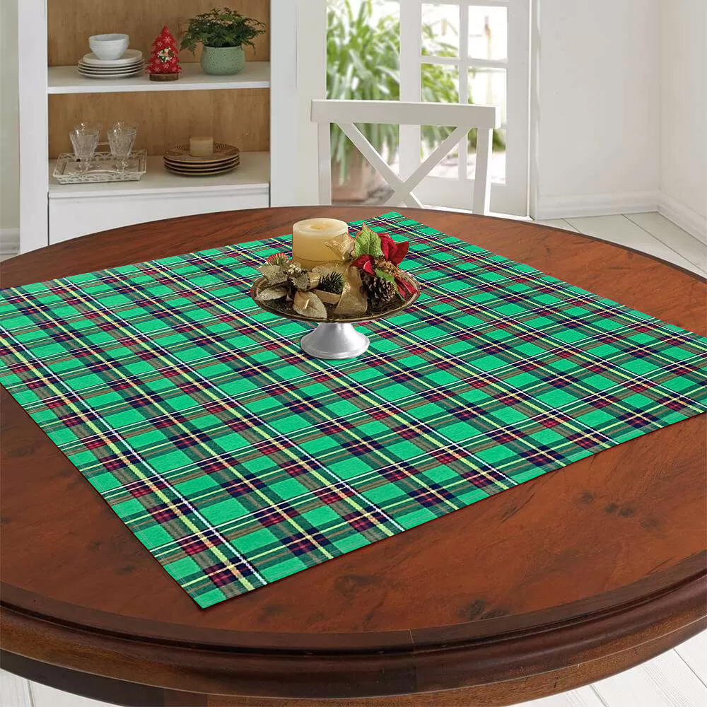 Toalha Centro De Mesa Em Jacquard Estampado Quadriculado Fio Lurex