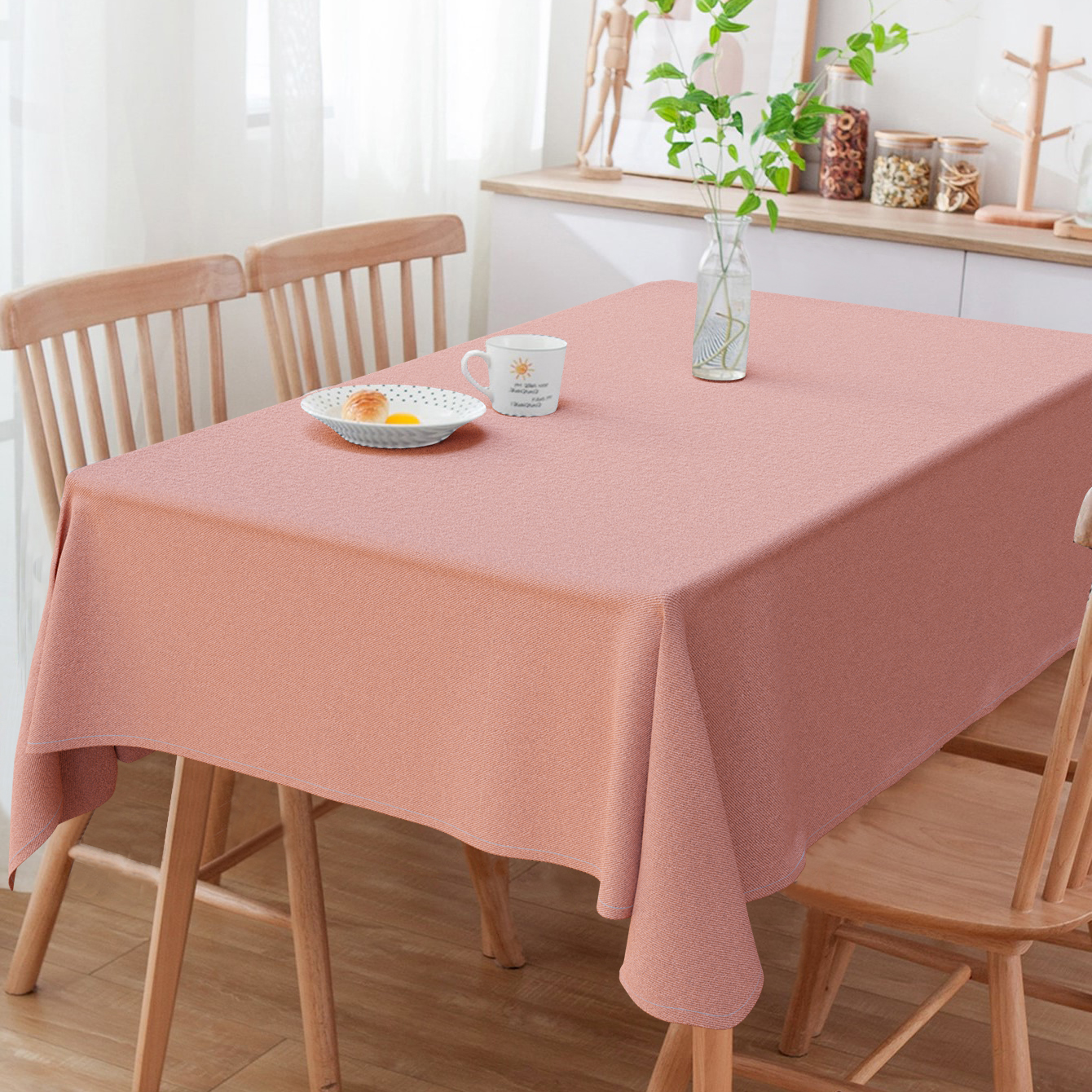 Toalha De Mesa Retangular Liso Rosa e Dourado 3m x 1.40m