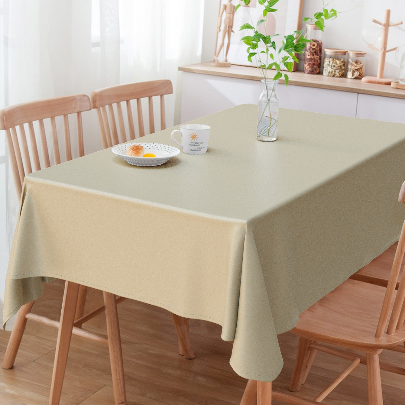Toalha De Mesa Retangular Liso Dourado E Bege 3m x 1.40m