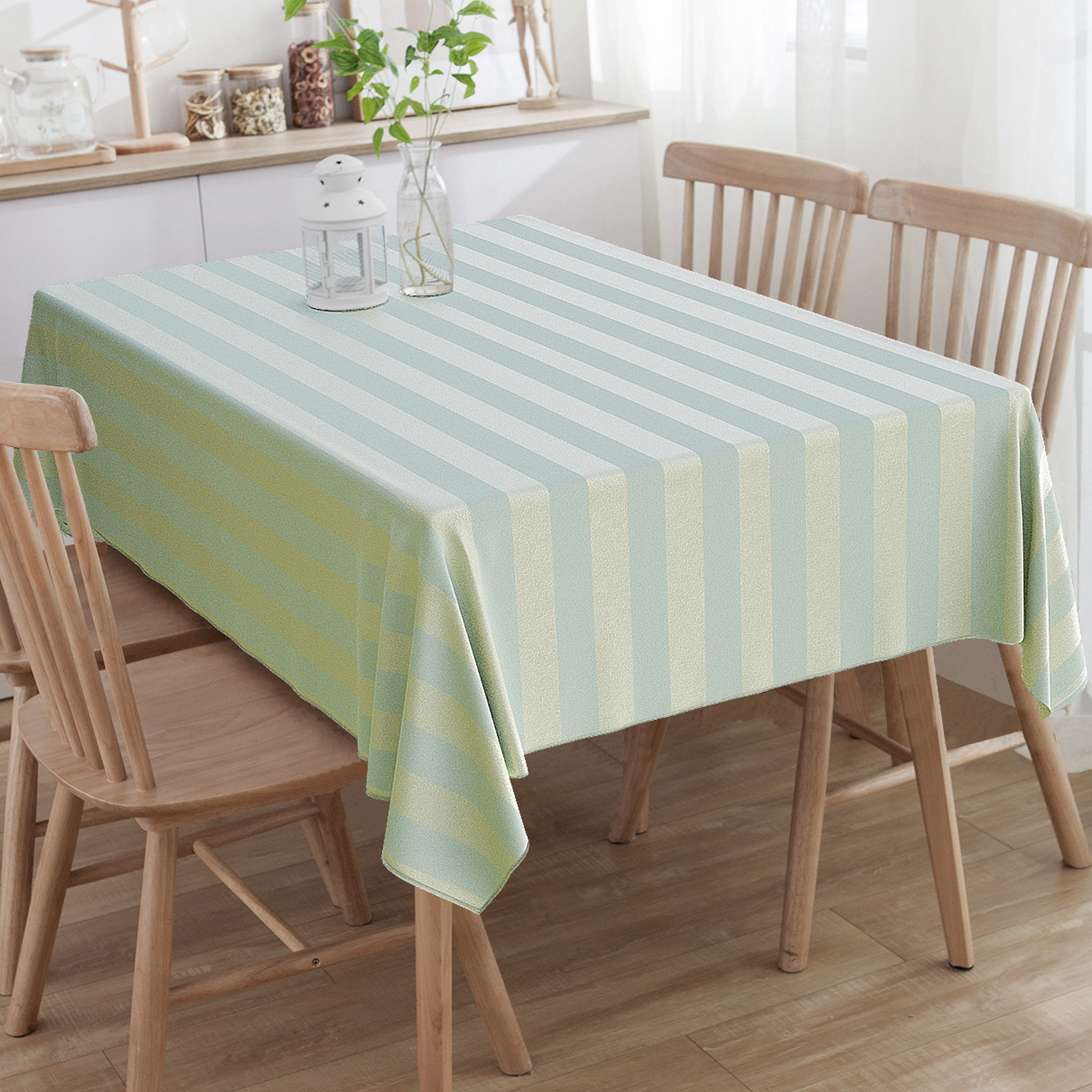 Toalha De Mesa Retangular 6 Lugares Listrado Tiffany E Dourado