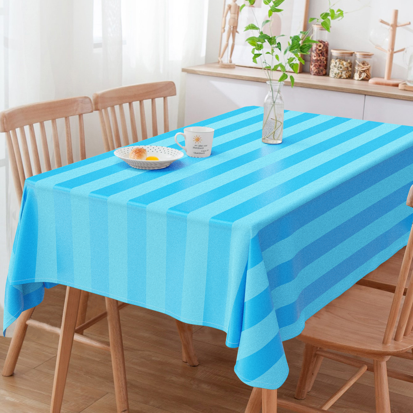 Toalha De Mesa Retangular Listrado Azul Frozen 2.20m x 2.20m