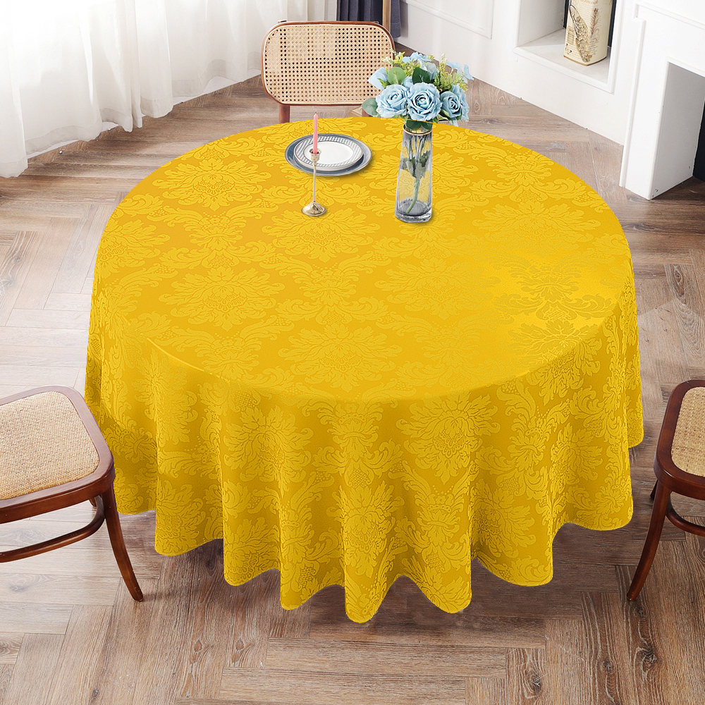 Toalha De Mesa Redonda Amarelo Ouro Dupla Face 10 Lugares