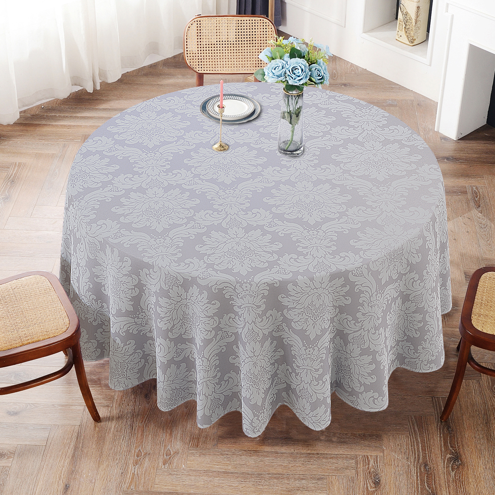 Toalha De Mesa Redonda Cinza 10 Lugares