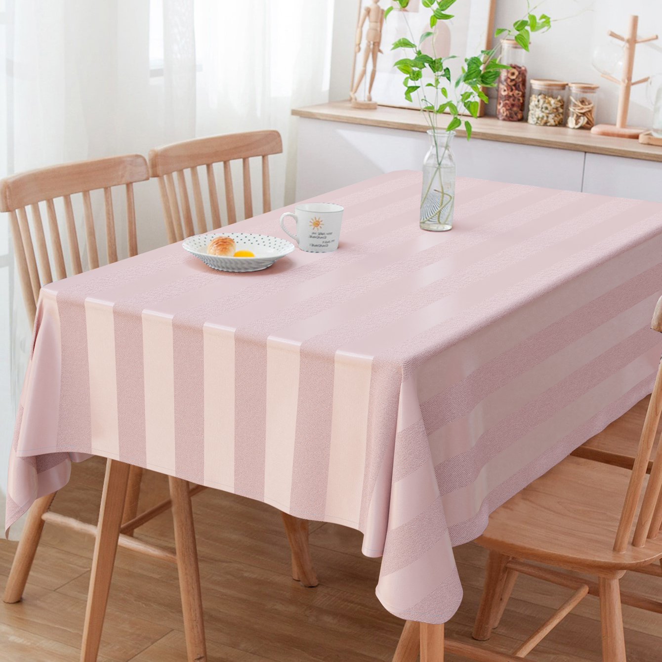 Toalha De Mesa Quadrada Listrado Rosa Seco 2.20m x 2.20m