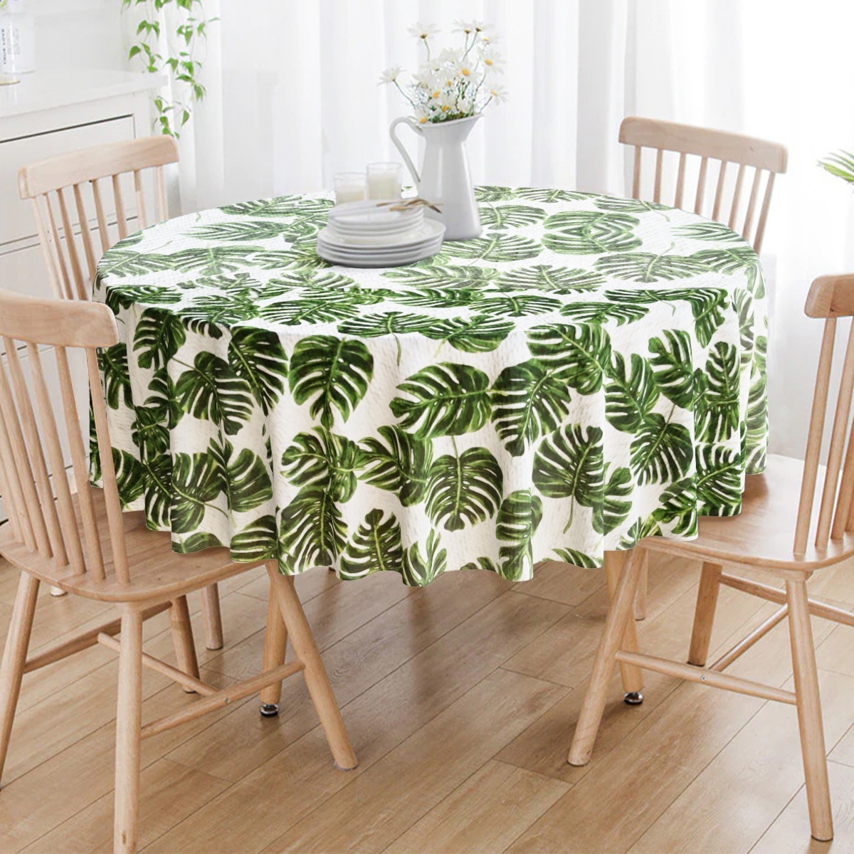 Toalha De Mesa Estampada Costela De Adão Redonda 1,80m