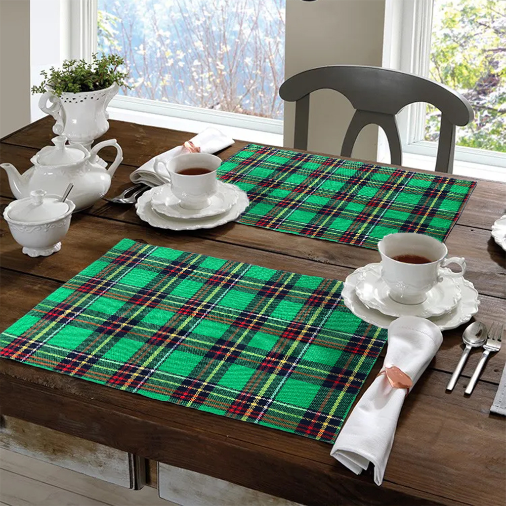 Jogo Americano 4 Peças Em Jacquard Estampado Quadriculado Fio Lurex