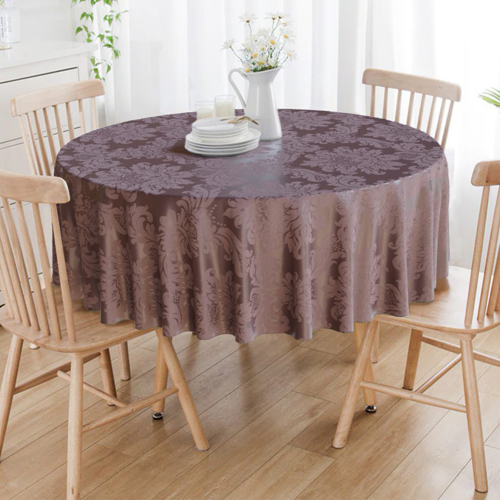 Toalha De Mesa Redonda Marrom Medalhão 4 Lugares