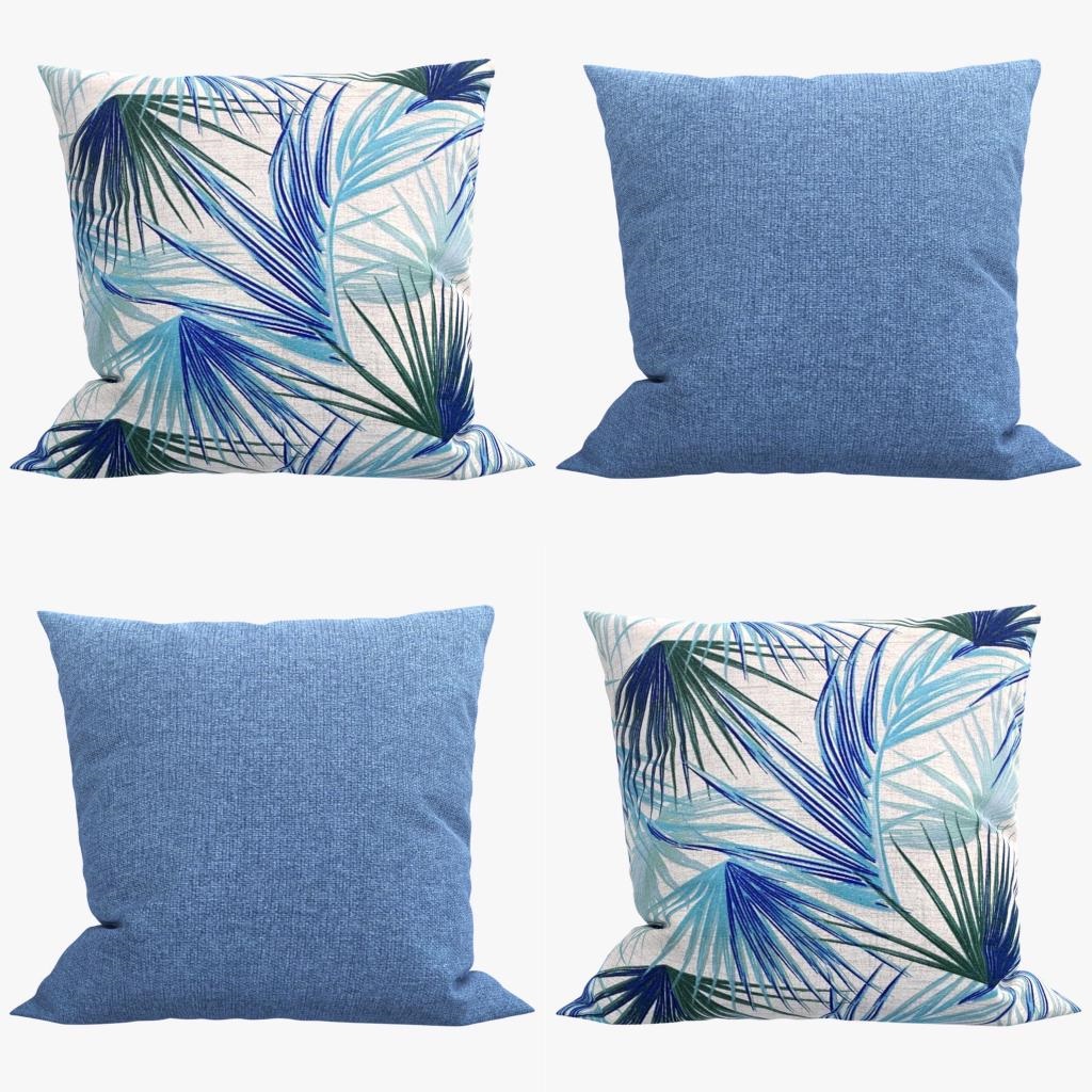Kit 4 Capas De Almofadas Tropical Azul