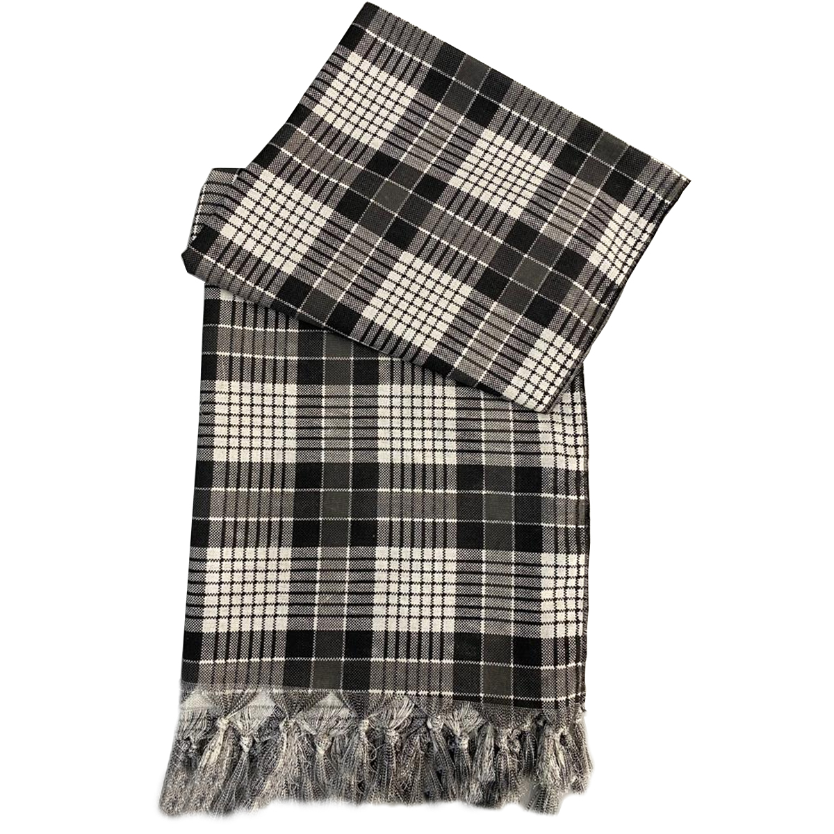 Manta para Sofá Em Linho Estampado Xadrez Preto 1.90m x 1.50m