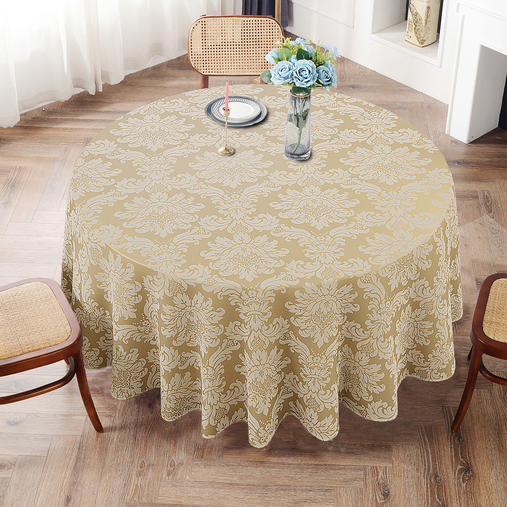 Toalha De Mesa Redonda Dourado Medalhão 10 Lugares