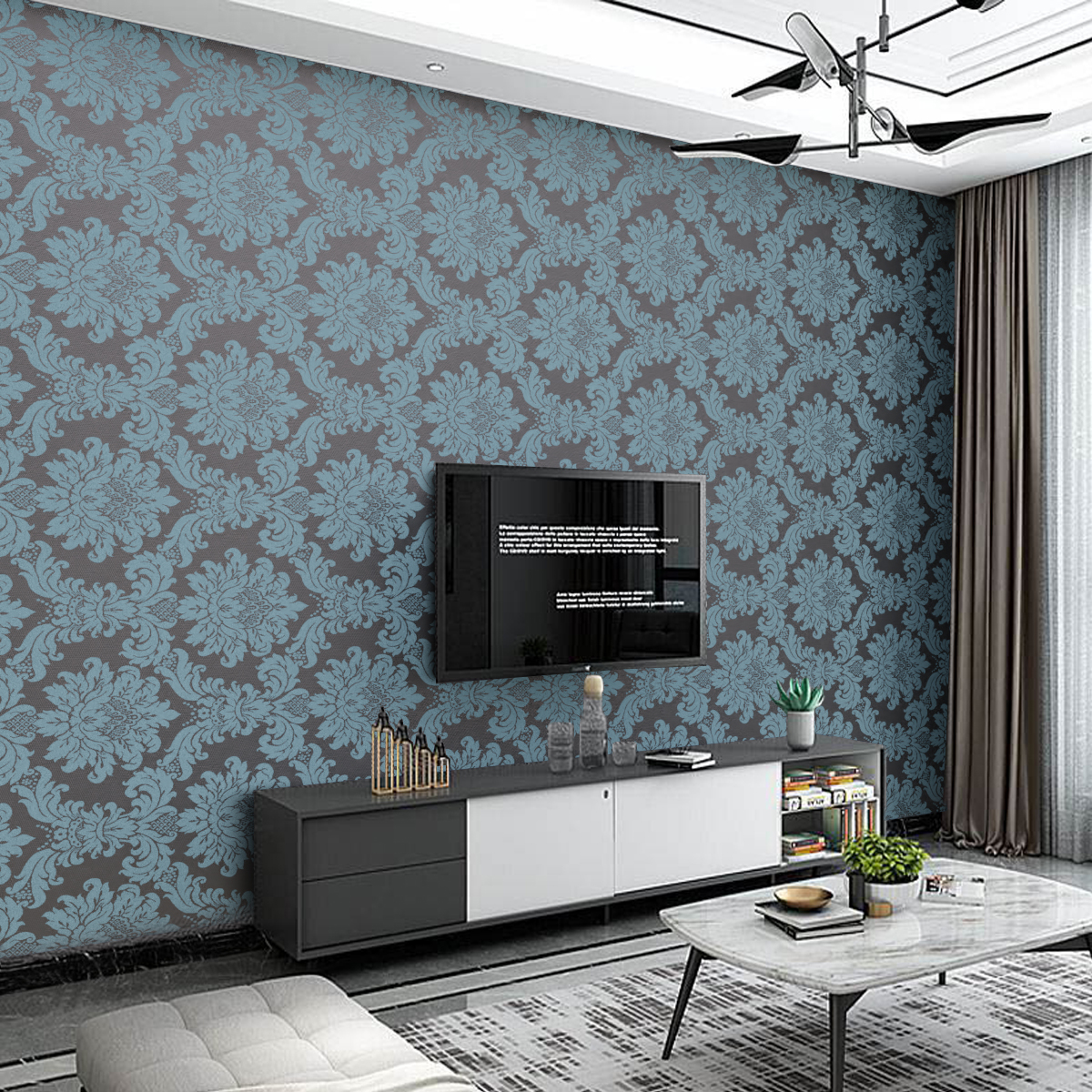 Tecido de Parede Jacquard Tiffany e Marrom - Medalhão