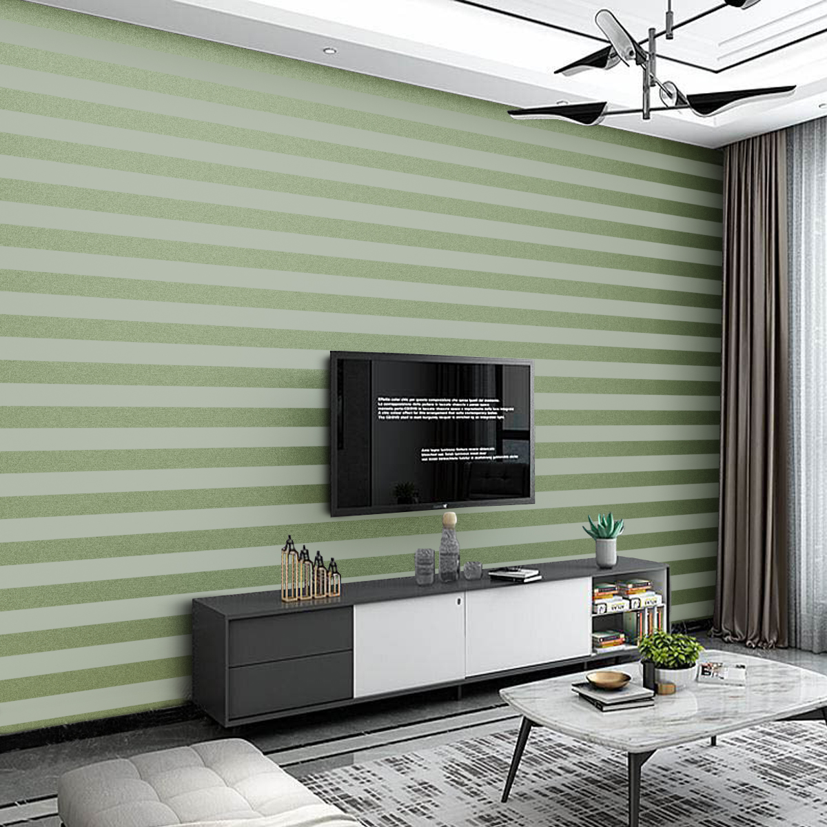 Tecido de Parede Jacquard Verde Pistache - Listrado