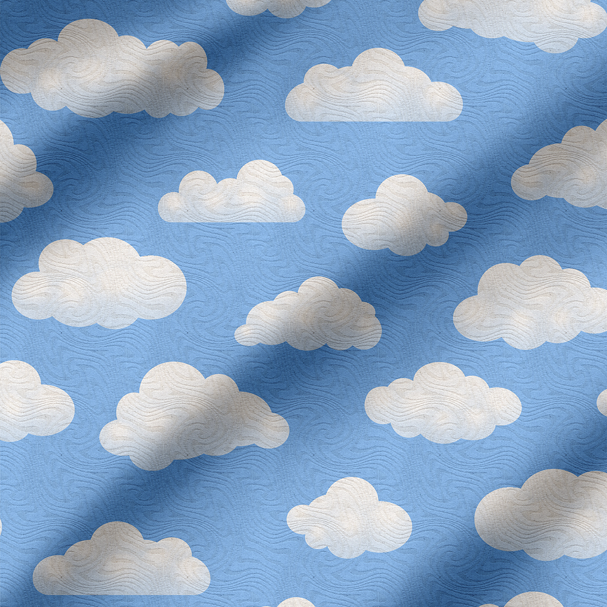 Tecido para Decoração Jacquard Estampado Nuvem Azul