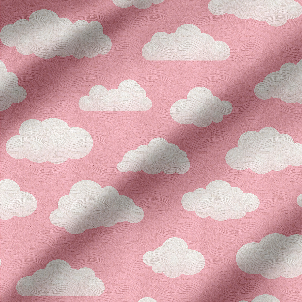 Tecido para Decoração Jacquard Estampado Nuvem Rosa