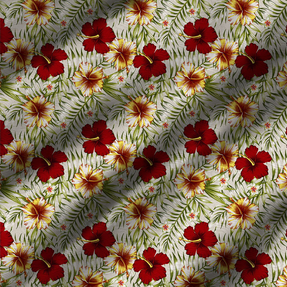 Tecido para Decoração Jacquard Estampado Floral Amarelo e Vermelho