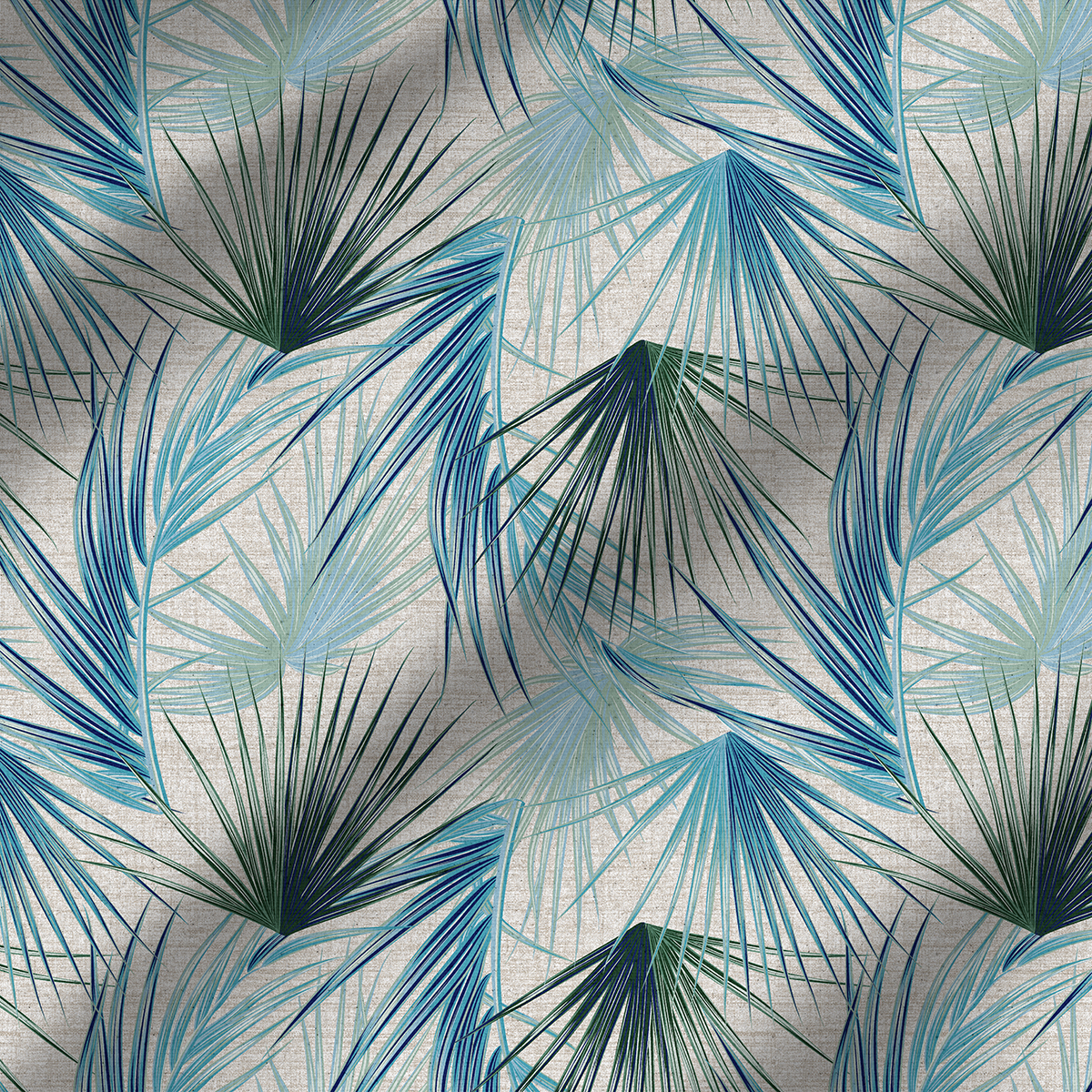 Tecido para Decoração Verona Estampado Folhas Tropicais Azul