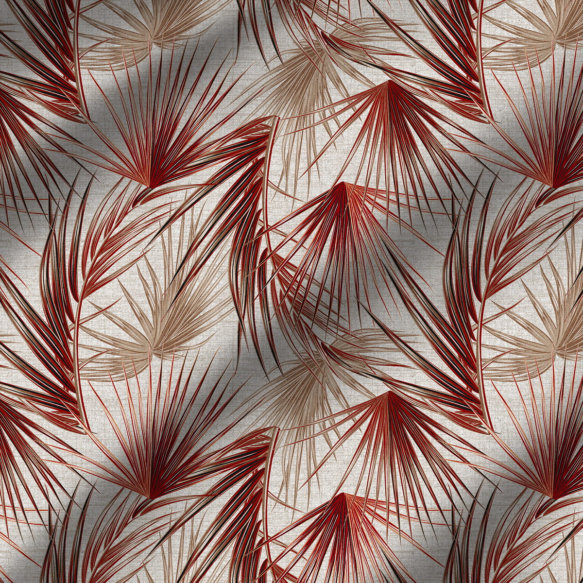 Tecido para Decoração Verona Estampado Folhas Tropicais Vermelho