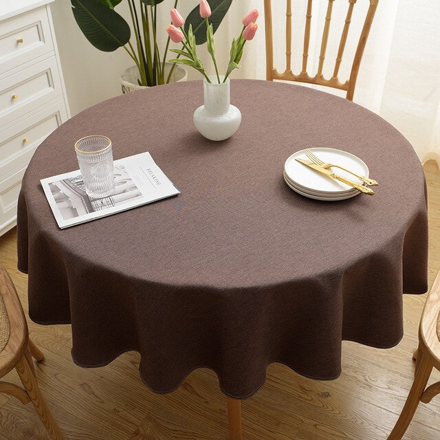Toalha De Mesa Redonda Lisa Marrom 4 Lugares
