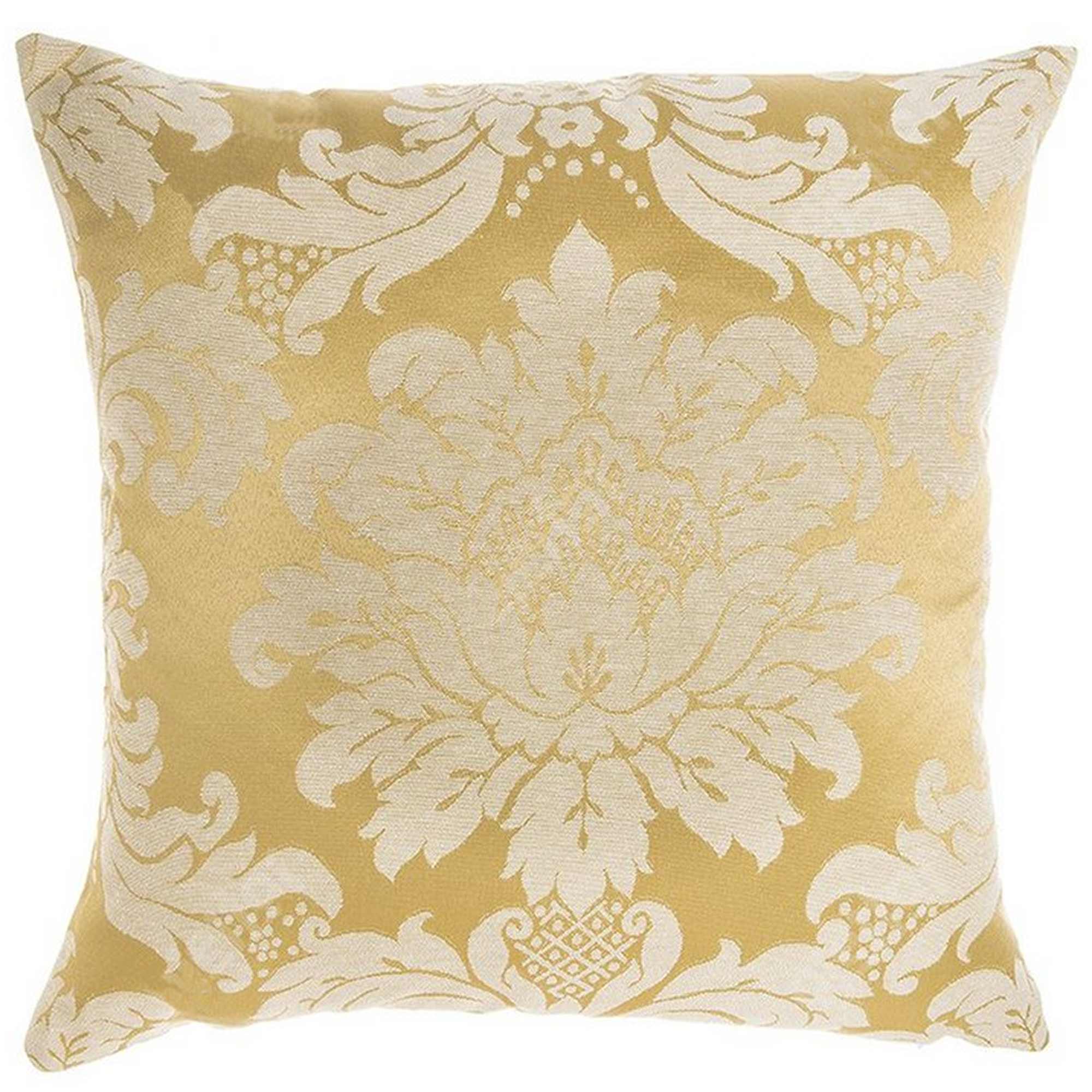 Capa para Almofada Jacquard Dourado e Crú 40x40 - Medalhão