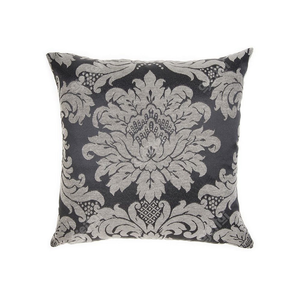 Capa para Almofada Jacquard Preto e Crú 40x40 - Medalhão
