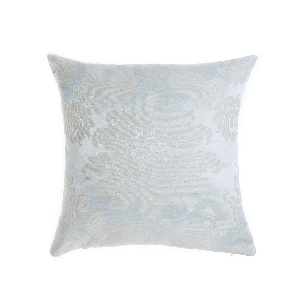 Capa para Almofada Jacquard Azul Prateado e Crú 40x40 - Medalhão