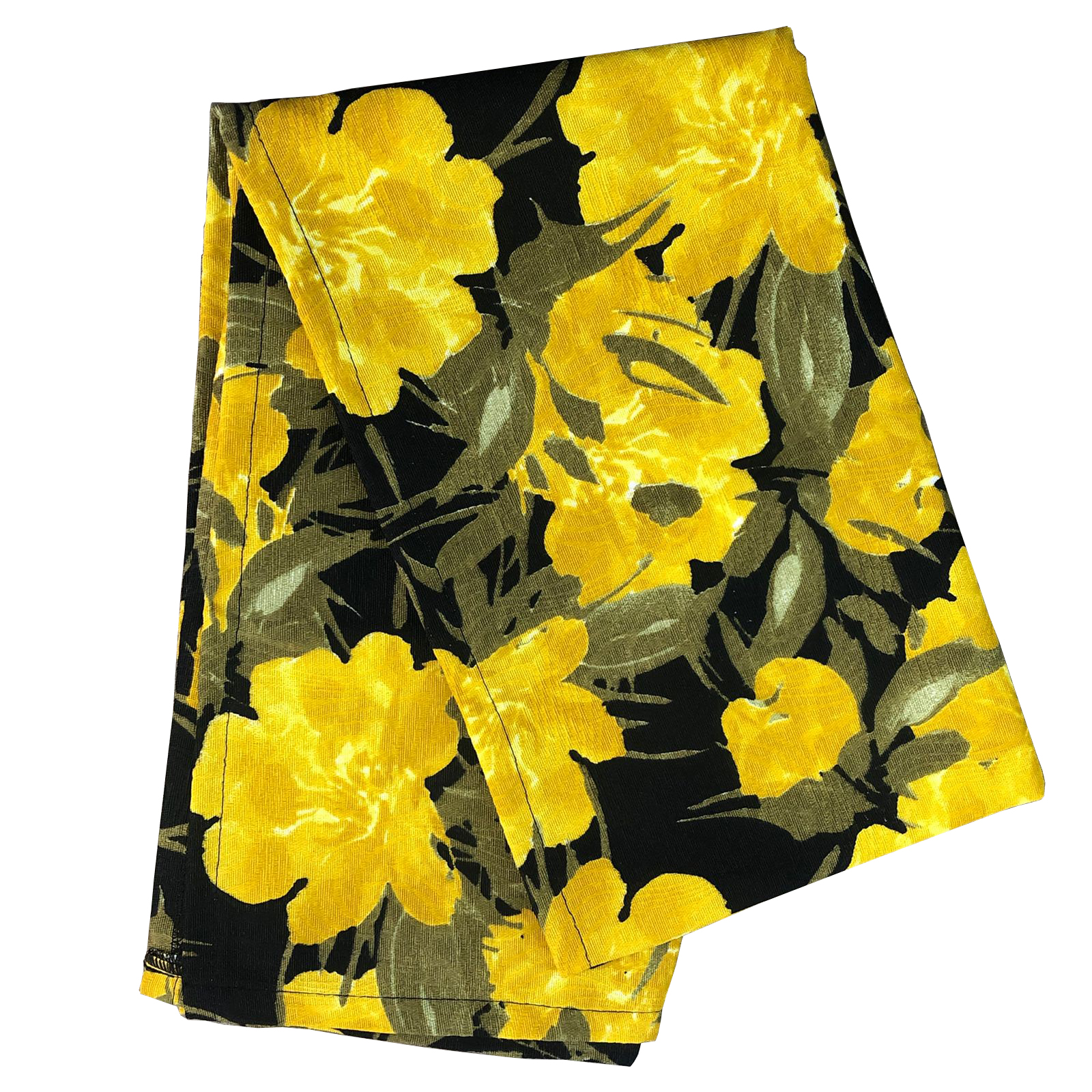 Caminho De Mesa Estampado Floral Preto e Amarelo 0.40m X 1.40m