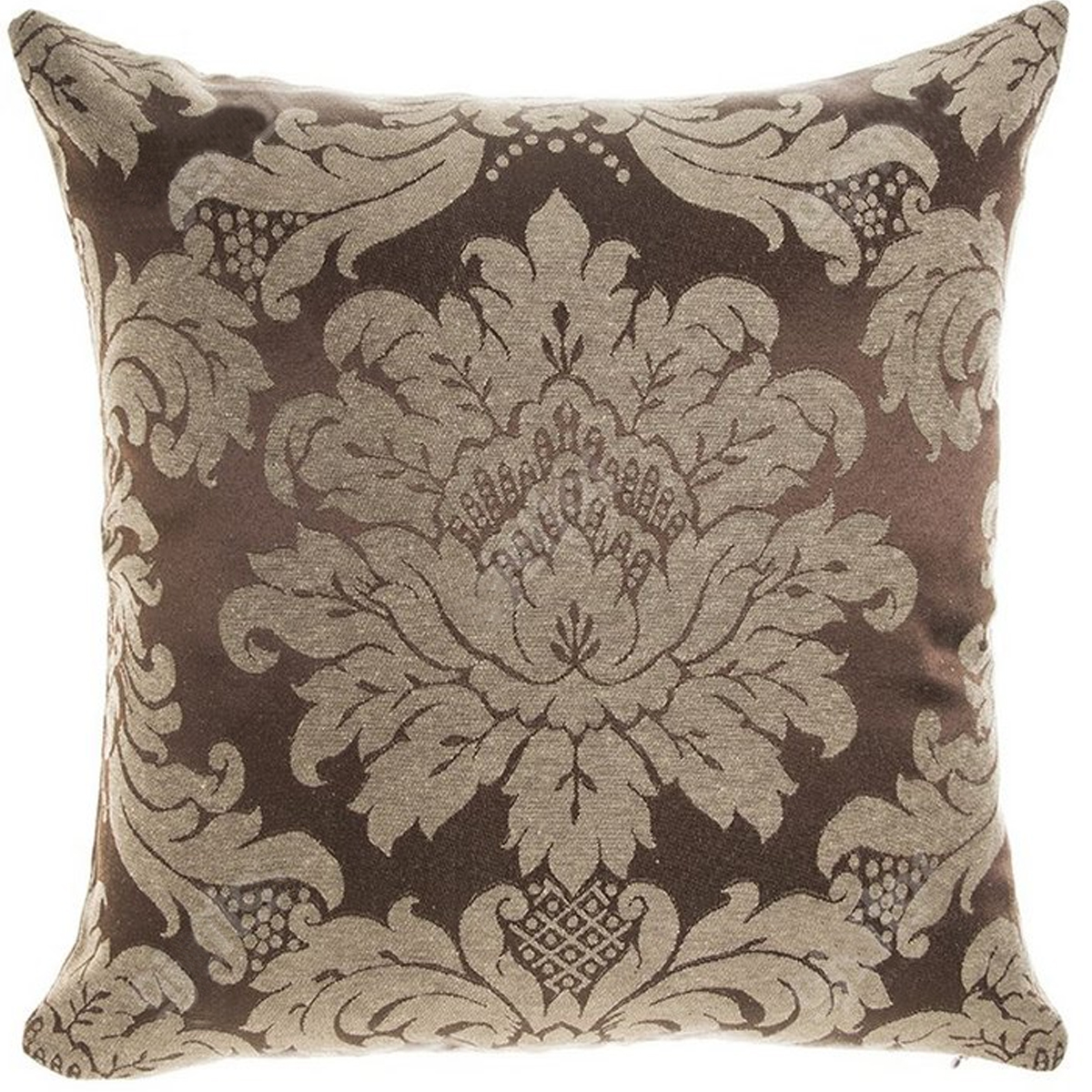 Capa para Almofada Jacquard Marrom e Bege - Medalhão