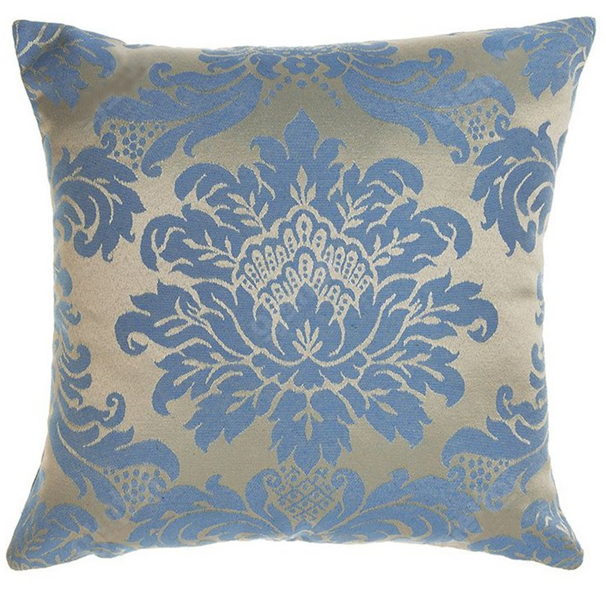 Capa para Almofada Jacquard Azul e Dourado 40x40 - Medalhão