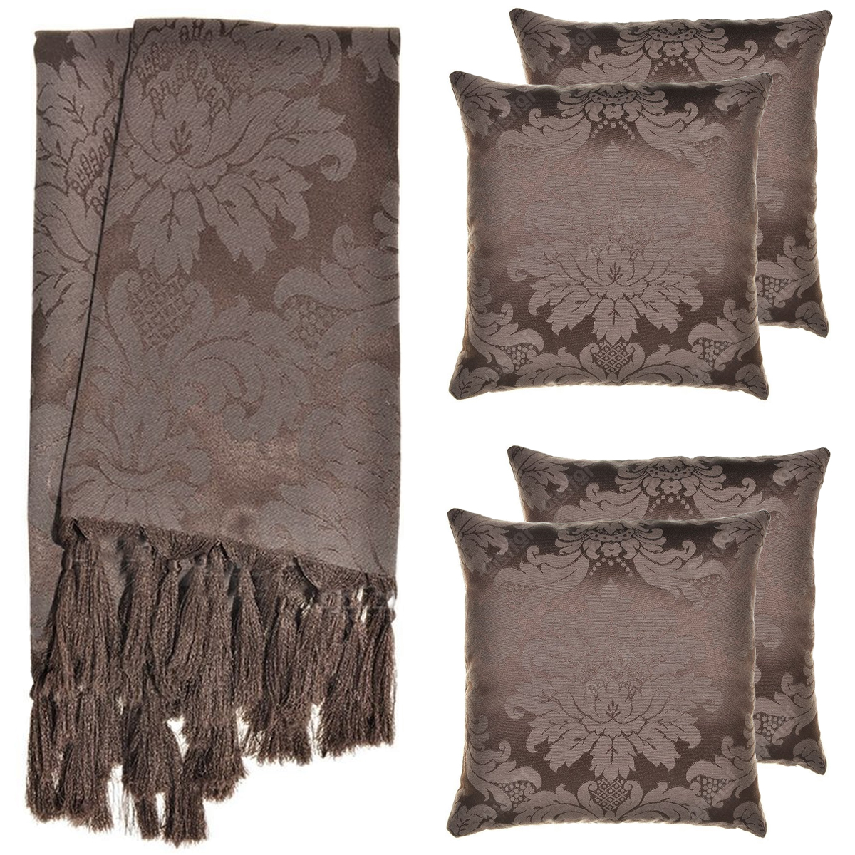 2 Mantas Xale Gigante Para Sofá E 4 Capas Marrom Tradicional