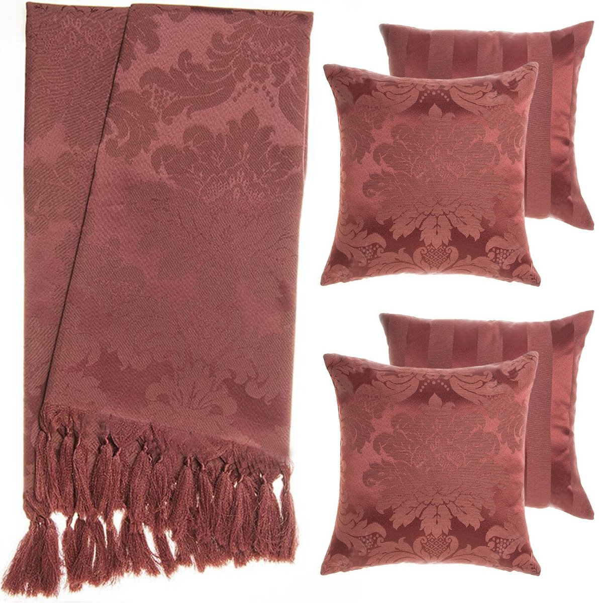 2 Mantas Xale Gigante Para Sofá E 4 Capas Marsala
