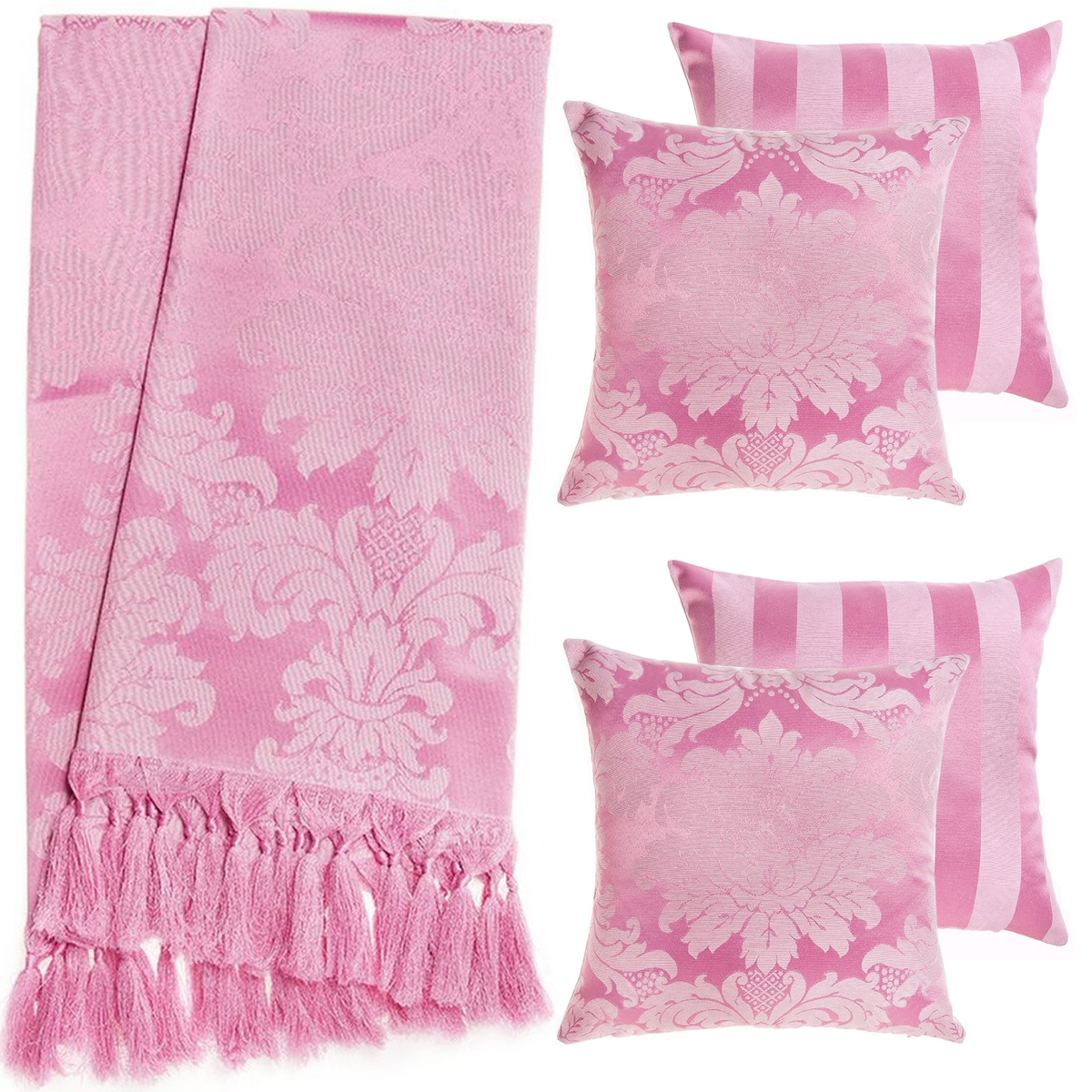 2 Mantas Xale Gigante Para Sofá E 4 Capas Rosa Bebê