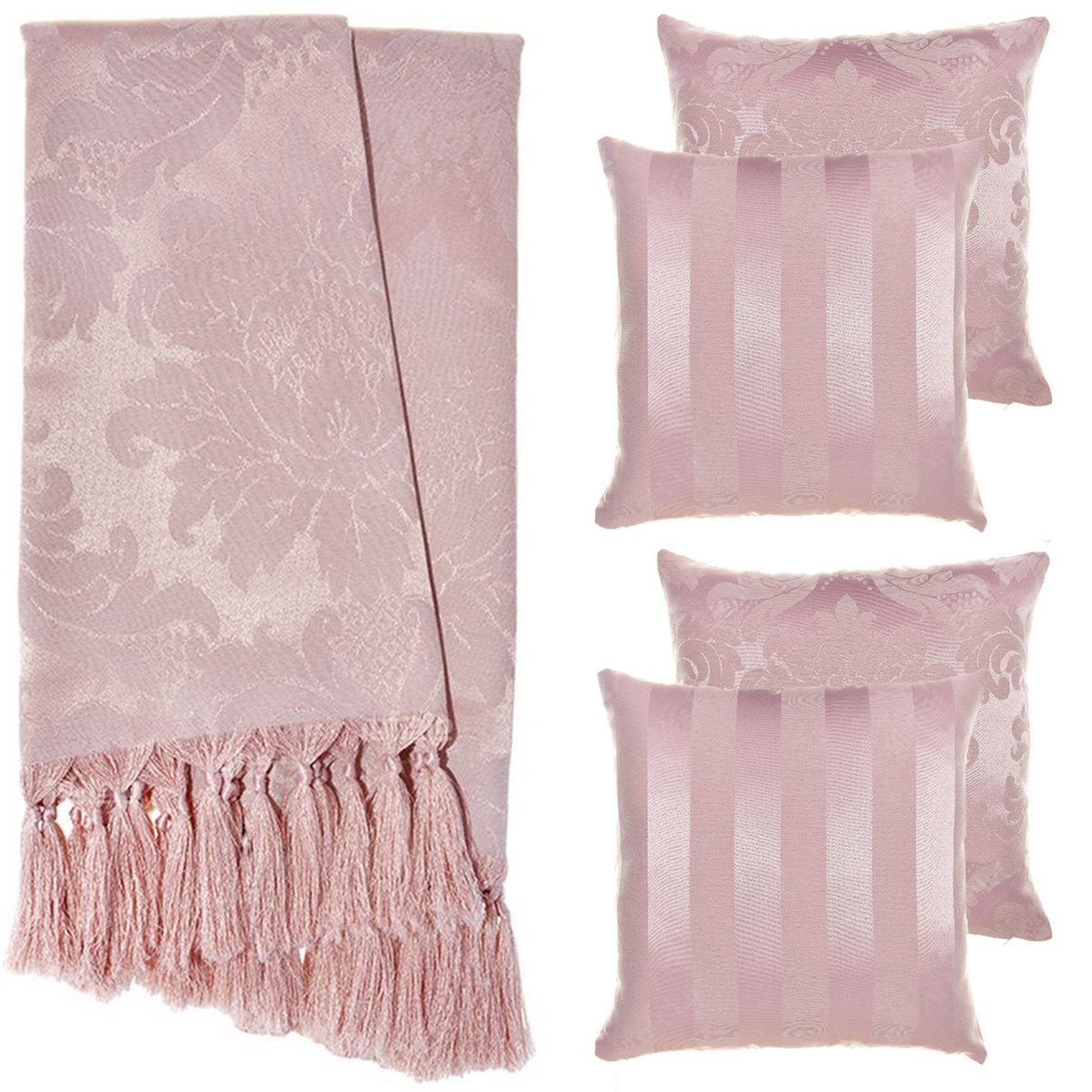 2 Mantas Xale Gigante Para Sofá E 4 Capas Rosa Envelhecido