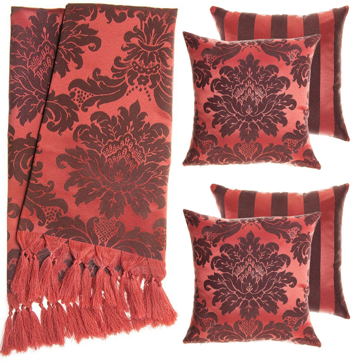 2 Mantas Xale Gigante Para Sofá E 4 Capas Cinza e Vermelho