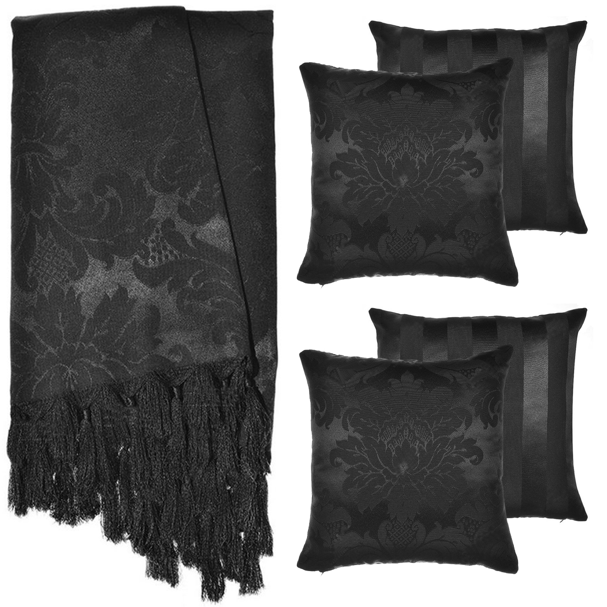 2 Mantas Xale Gigante Para Sofá E 4 Capas Preto Tradicional