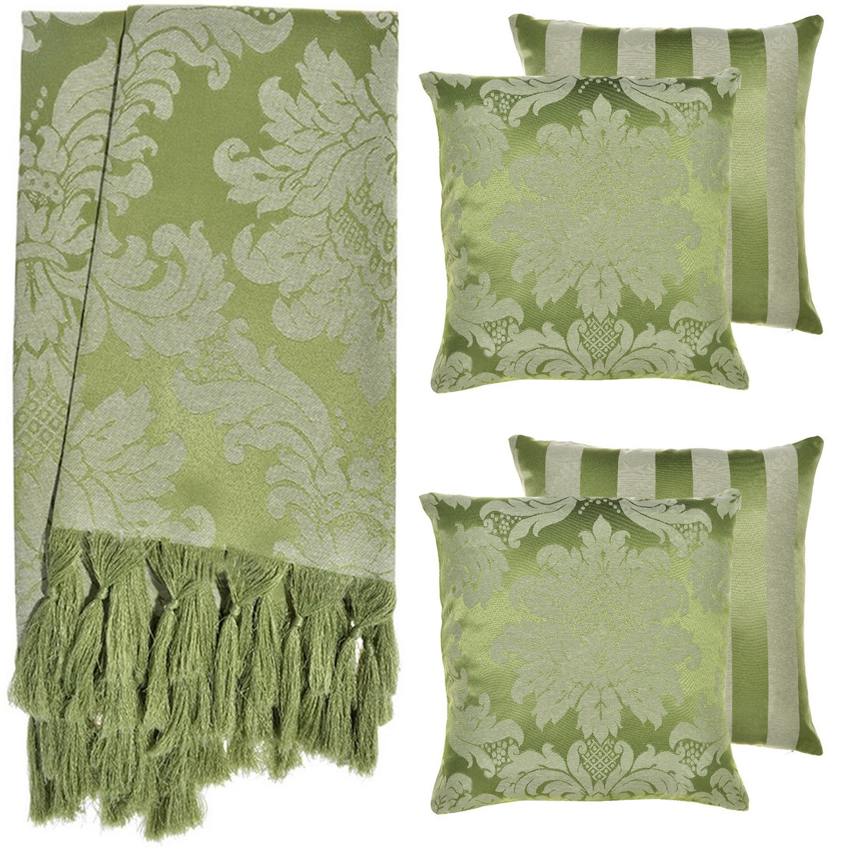 2 Mantas Xale Gigante Para Sofá E 4 Capas Verde Pistache