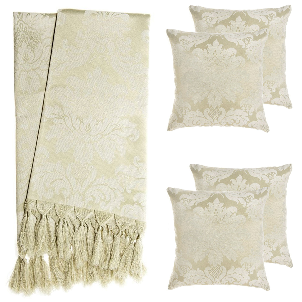 2 Mantas Xale Gigante Para Sofá E 4 Capas Bege Tradicional