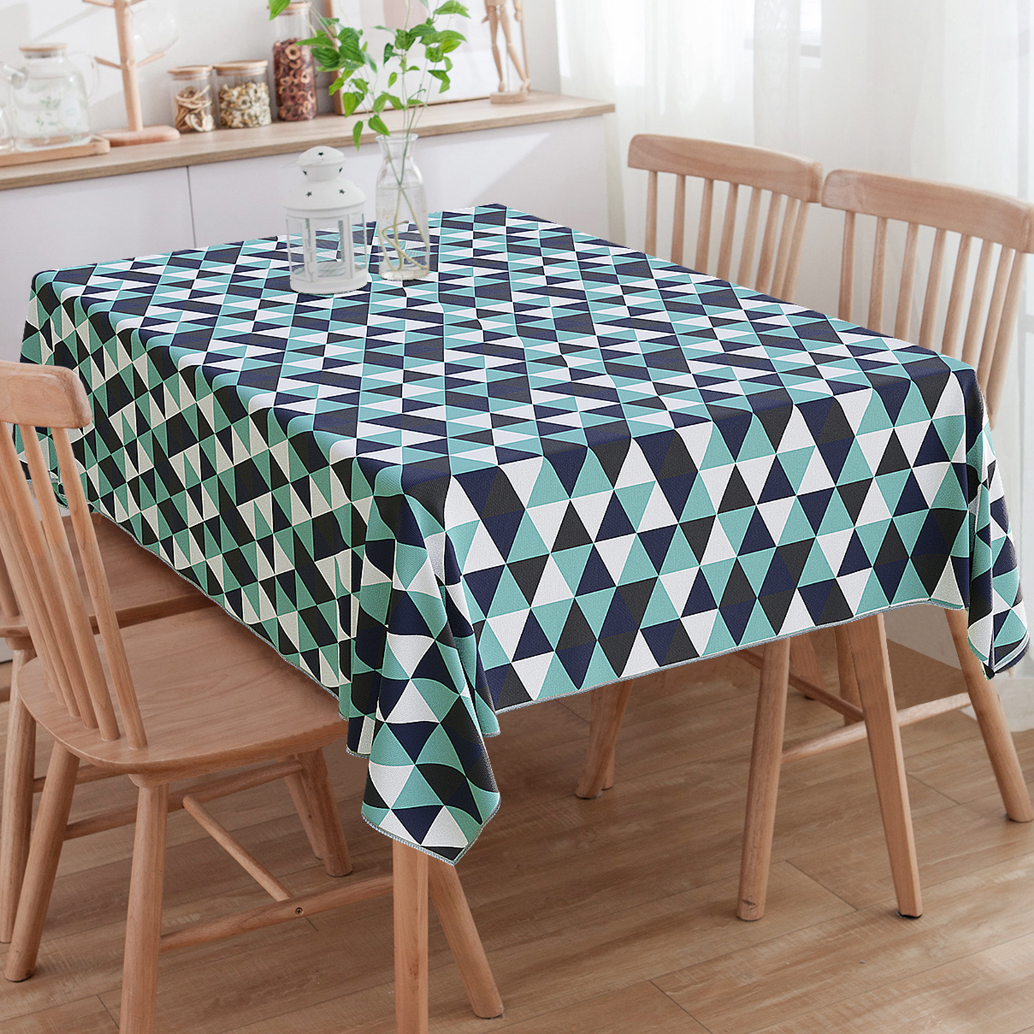 Toalha De Mesa Quadrada Losangos Tiffany E Preto 4 Lugares