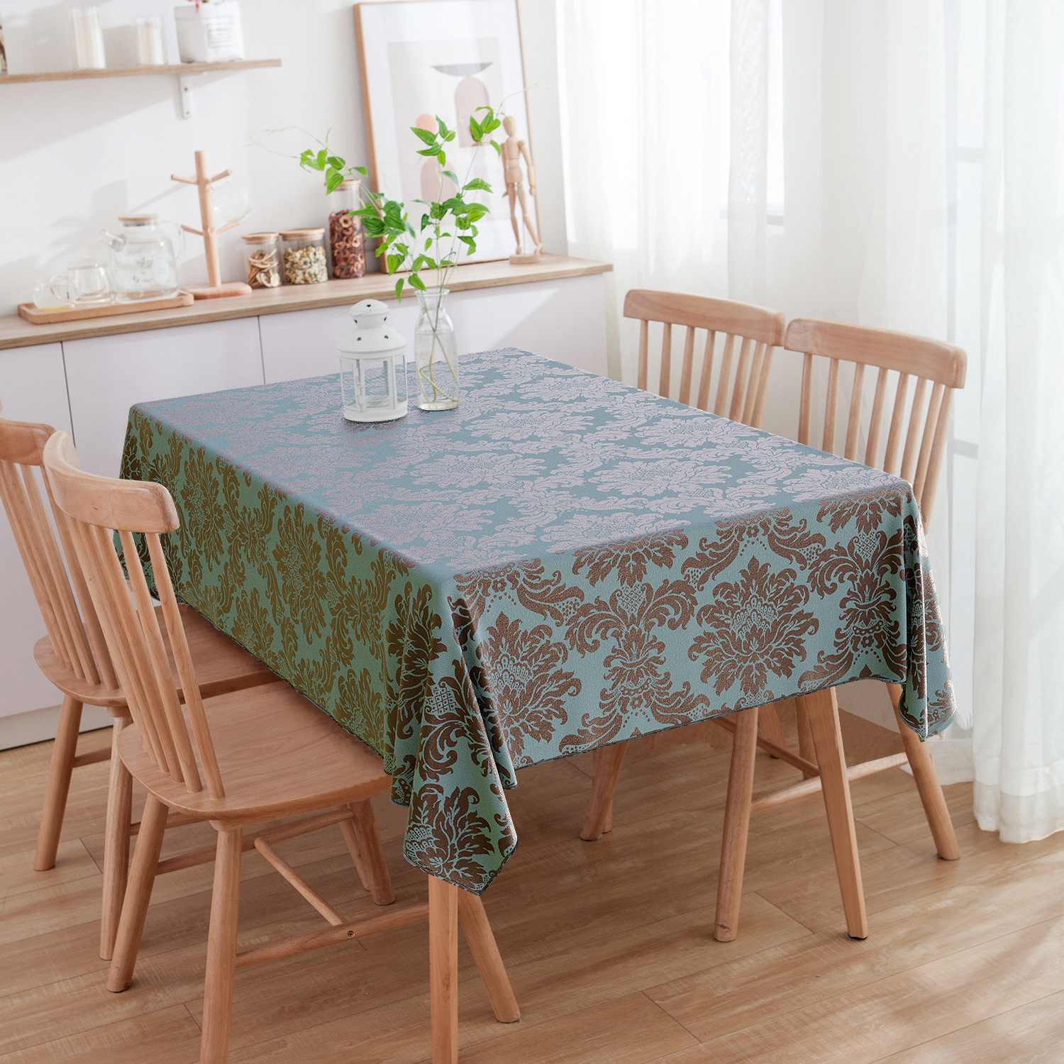 Toalha De Mesa Retangular 6 Lugares Medalhão Tiffany E Marrom