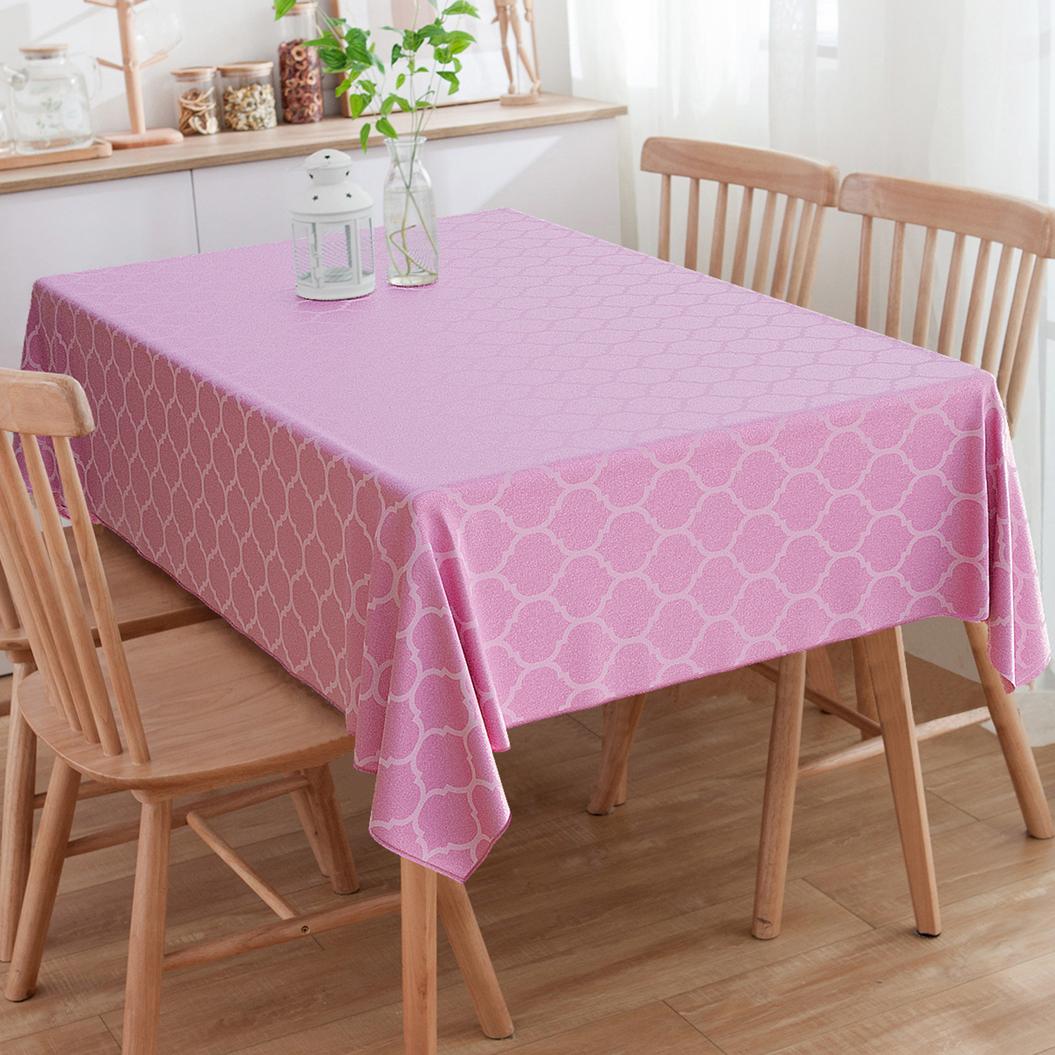Toalha de Mesa Quadrada Colmeia Rosa Bebê 4 Lugares