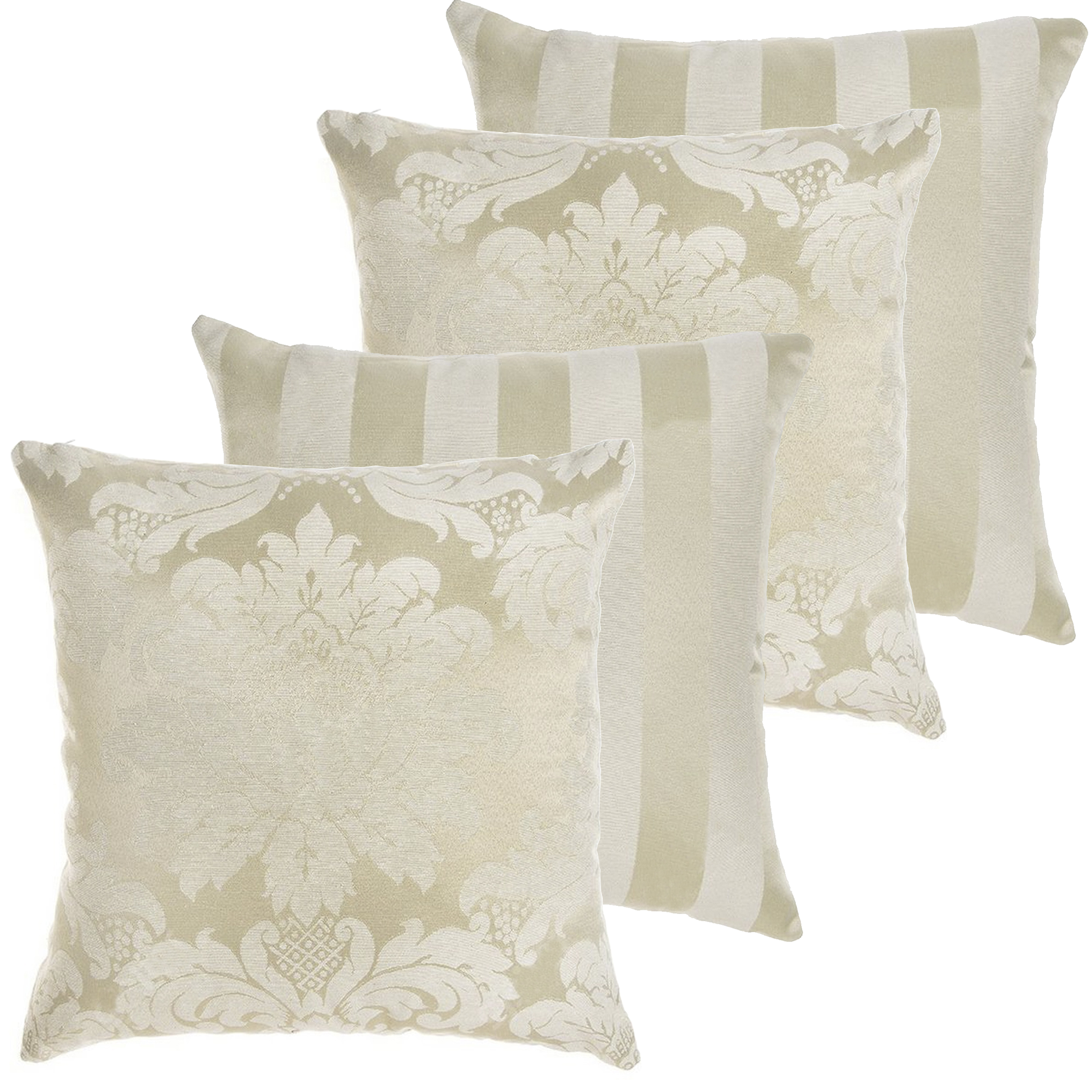 04 Capas para Almofadas Jacquard Bege Tradicional 45x45cm