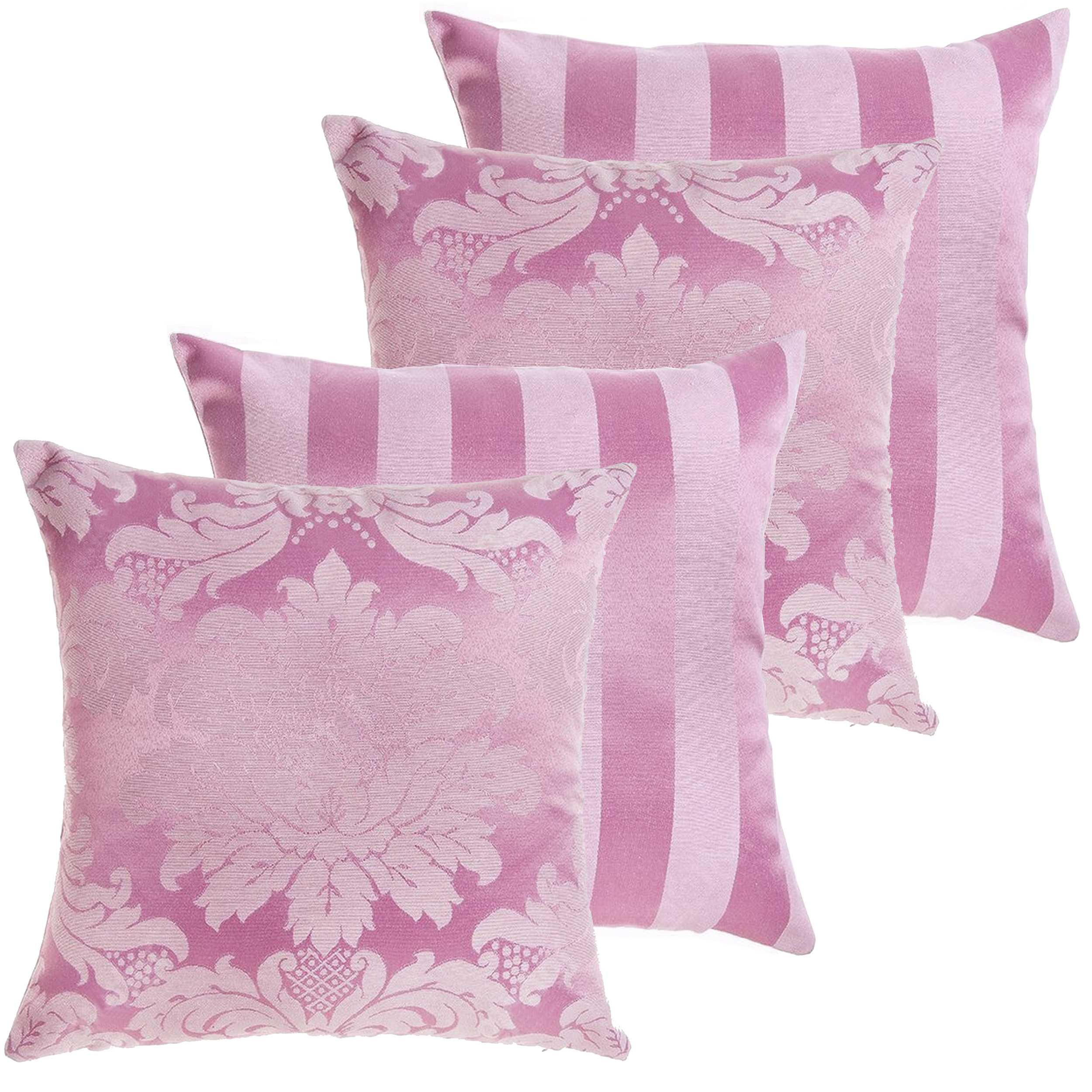 04 Capas para Almofadas Jacquard Rosa Bebê 45 x 45cm