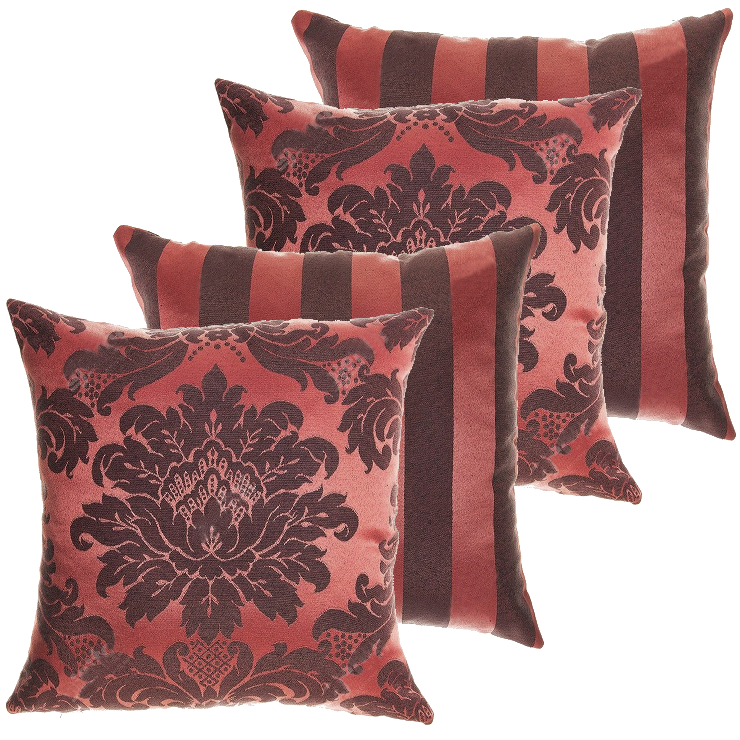 04 Capas para Almofadas Jacquard Vermelho e Preto 45 x 45cm