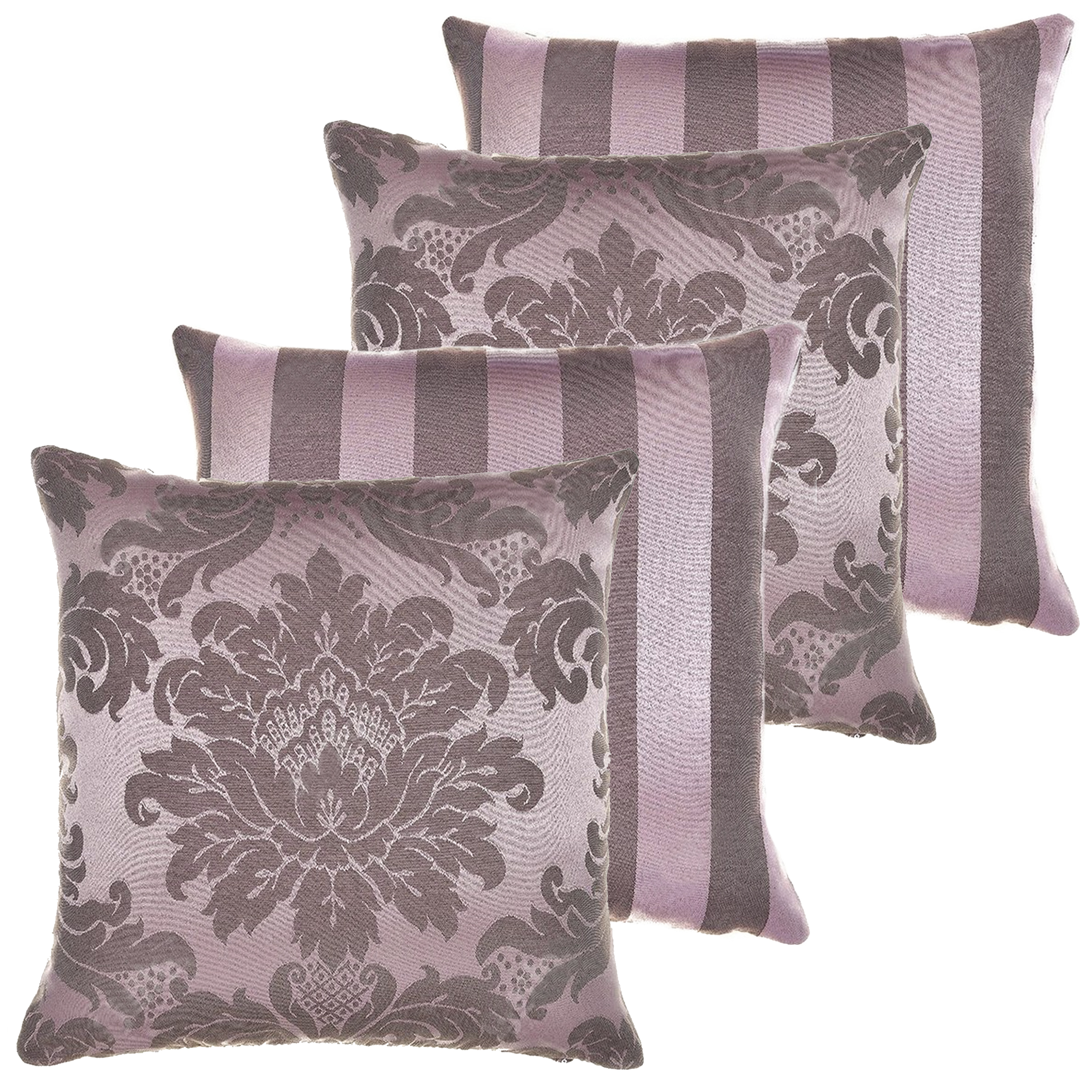 04 Capas para Almofadas Jacquard Rosê e Marrom 45 x 45cm