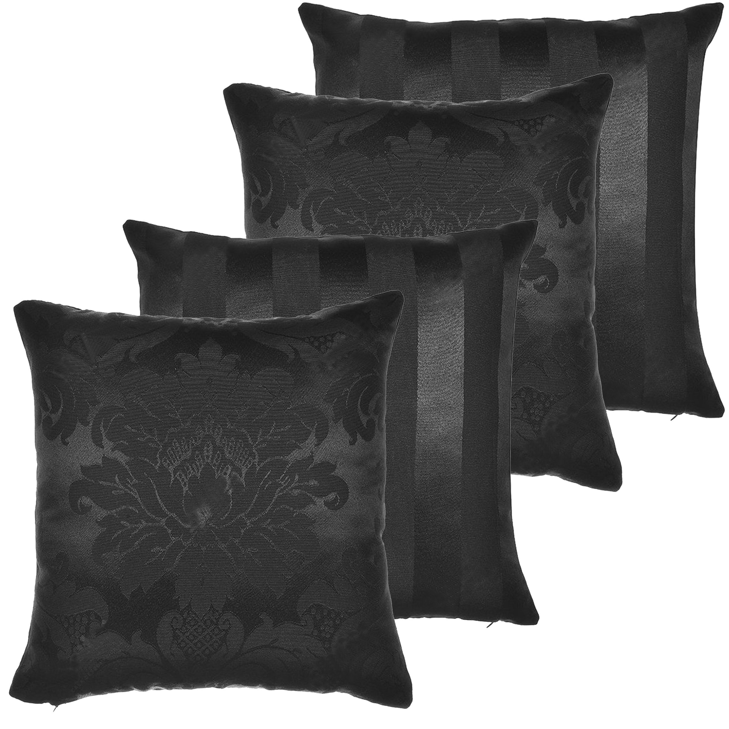 04 Capas para Almofadas Jacquard Preto 45 x 45cm