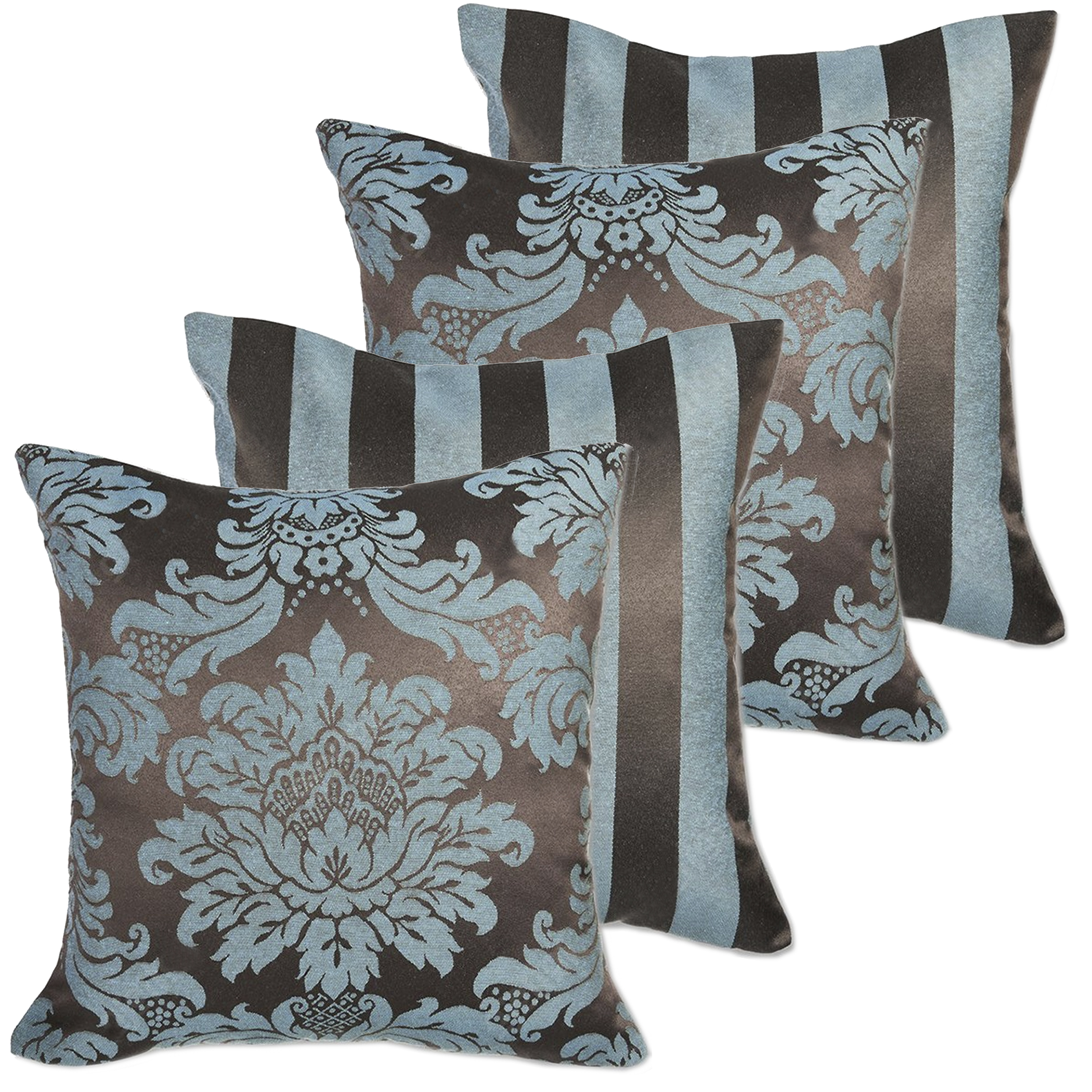 04 Capas para Almofadas Jacquard Marrom e Tiffany 45 x 45cm